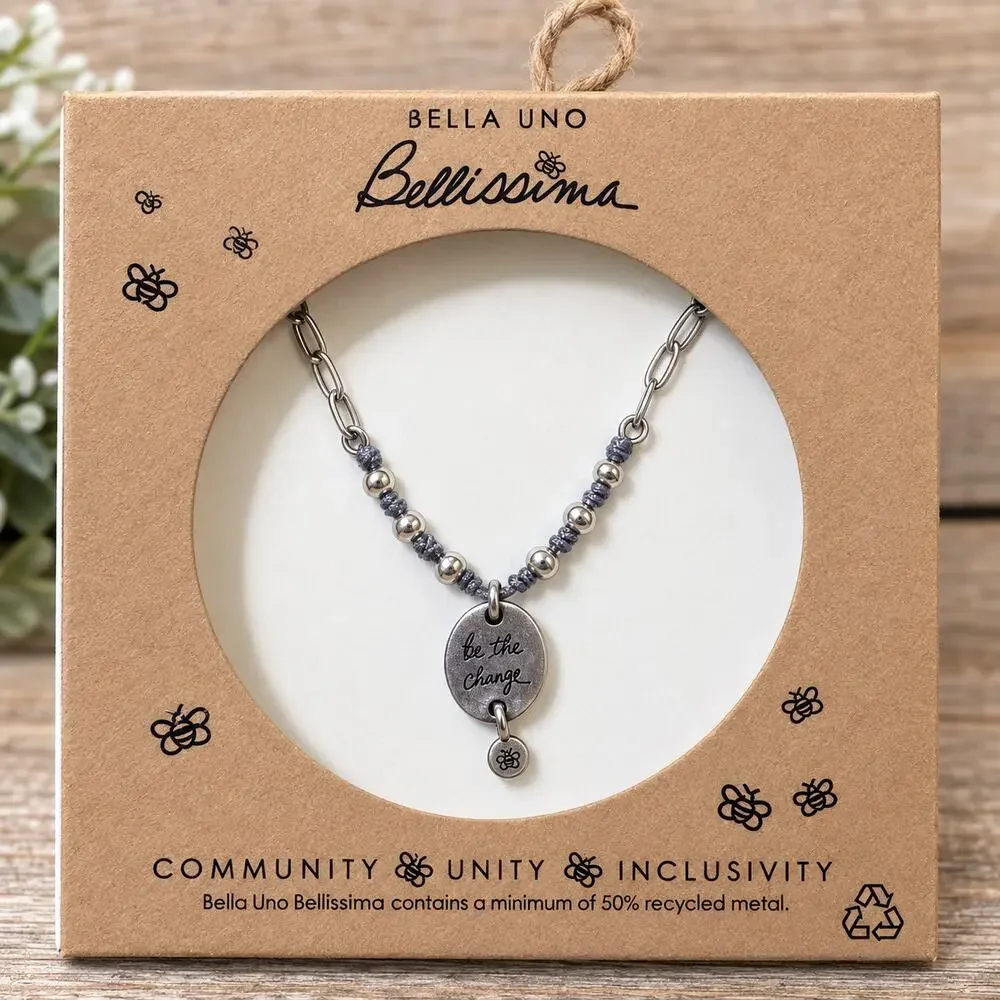 Bella Uno Bellissima “Be the Change” Silver Tone Bee Charm Necklace